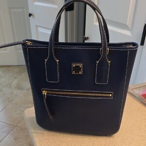 Dooney & Bourke Navy Tote with Gold Hardware